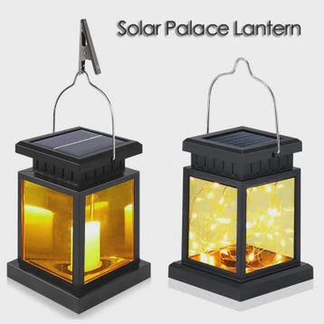 Retro Solar Lantaarn met LED Kaarslicht - Tuinverlichting &, Verzenden, Nieuw