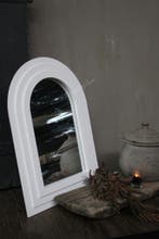 Houten boogspiegel off white 41 x 30 cm, Ophalen of Verzenden, Nieuw