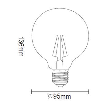 LED Lamp - Filament - Trion Globin - E27 Fitting - 6W - Warm, Ophalen of Verzenden, Nieuw, E27 (groot), Led-lamp