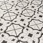 Keramische portugese vloertegels 20x20 wit met zwart en grij, Verzenden, Nieuw