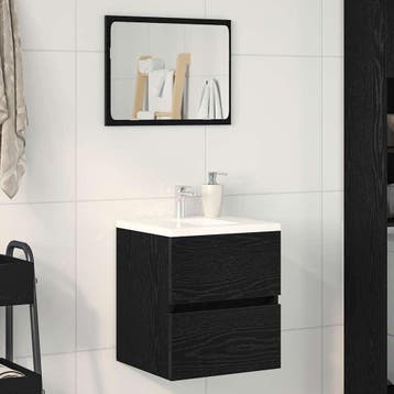 vidaXL Badkamerwastafelkast Zwart Eiken 41x38,5x45 cm, Verzenden, Nieuw, Wastafelkast, Minder dan 100 cm