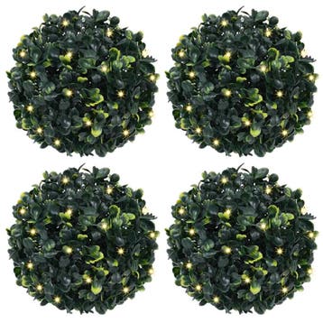 vidaXL Kunstbuxusballen met LED-verlichting 4 st 12 cm groen, Verzenden, Nieuw
