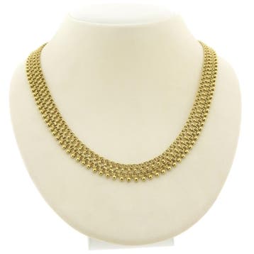 Gouden galeriedraad schakelcollier (Ketting), Ophalen of Verzenden, Gebruikt, Goud, Goud