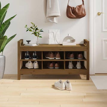 vidaXL Halbankje 110x40x60 cm massief grenenhout honingbruin, Huis en Inrichting, Verzenden, Nieuw