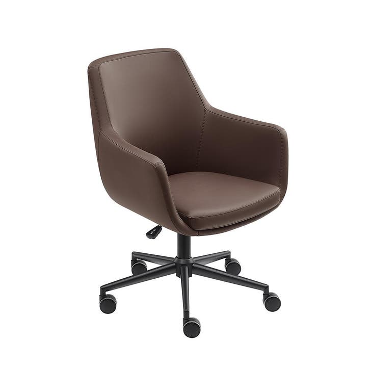 Bureaustoel/Eetkamerstoel Volos - Donkerbruin - PU-leer, Huis en Inrichting, Bureaus, Nieuw, Ophalen of Verzenden