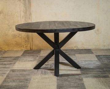 Ronde mango eettafel Zwart Black Spider Ø110 cm |, Ophalen of Verzenden, Nieuw