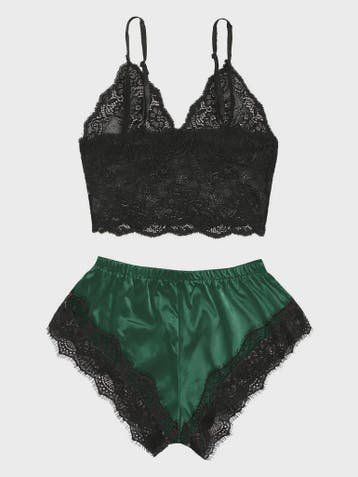 Dames Pyjamaset Satijn met Kant - Sexy Cami Top en Shorts Na, Verzenden