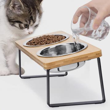 Verhoogde Kattenbakken met Houten Standaard - 15° Kantelbaar