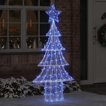 vidaXL Kerstboom 240 LEDs Blauw 180 cm Acryl, Diversen, Verzenden, Nieuw
