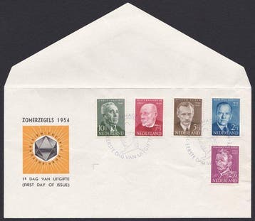 Nederland 1954 - FDC Zomerzegels - Onbeschreven met attest, Gestempeld