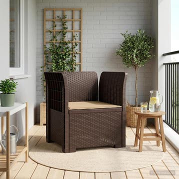 vidaXL Eénpersoons Fauteuil met Kussen Rattan Look PP Bruin, Verzenden, Nieuw