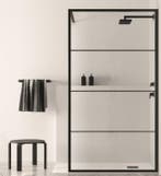 Douchewand 90 x 200 cm – 8 mm Nano Glas – Zwart Raster –, Ophalen of Verzenden, Nieuw, Glas, Bad