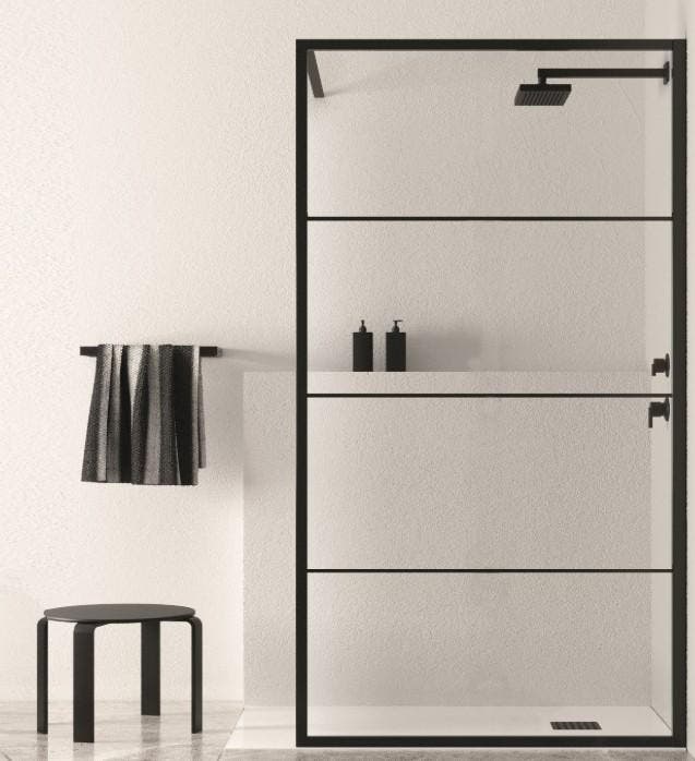 Douchewand 90 x 200 cm – 8 mm Nano Glas – Zwart Raster –, Doe-het-zelf en Verbouw, Sanitair, Bad, Nieuw, Glas, Ophalen of Verzenden