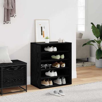 vidaXL Schoenenkast 60 x 35 x 70 cm Bewerkt hout Zwart eiken, Verzenden, Nieuw