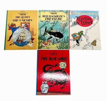 Tintin T5 The Blue Lotus, T11 The Secret of the Unicorn, T12, Nieuw