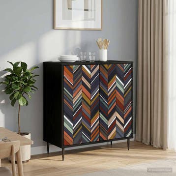vidaXL Dressoir OMMEN Zwart eiken 69 x 33 x 76 cm Bewerkt, Verzenden, Nieuw, Overige houtsoorten, Minder dan 50 cm