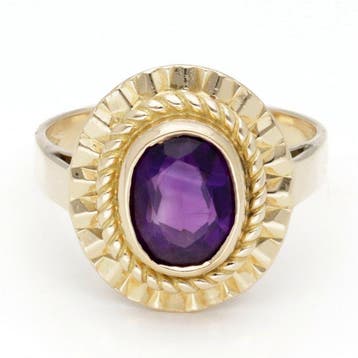 Ring - 18 karaat Geel goud Amethist, Nieuw
