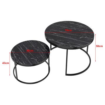[en.casa] Salontafel Skagen set van 2 rond marmer zwart en z, Verzenden, Nieuw