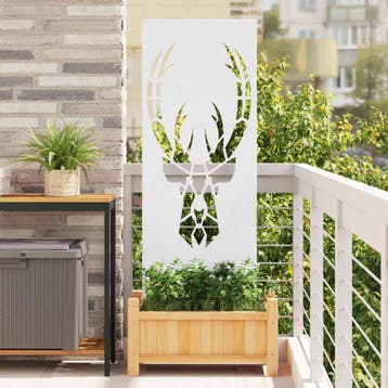 vidaXL Tuin Privacy Screen Wit 50 x 140 cm Koudgewalst staal, Verzenden, Nieuw