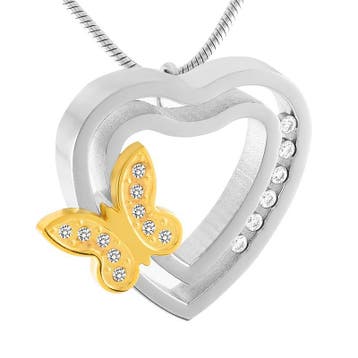 Assieraad, ashanger Vlinder op hart zilver/goud kleurig, Overige materialen, Nieuw, Zilver, Dier