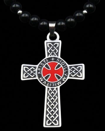 Ketting Croix des Templiers – Obsidiaan – De eer van de