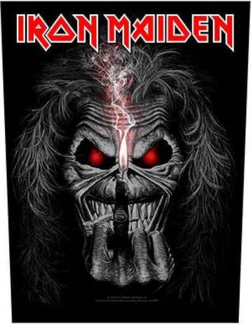 Iron Maiden Eddie Candle Finger Rugpatch officiële merch., Ophalen of Verzenden, Nieuw, Kleding