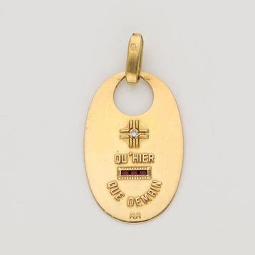 Hanger - 18 karaat Geel goud Diamant (Natuurlijk) - Robijn