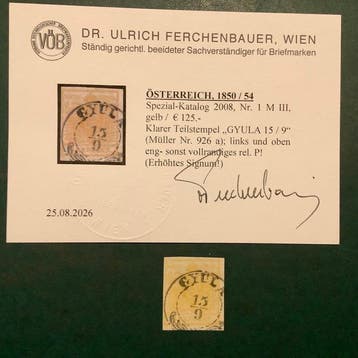 Oostenrijk 1850 - 1 Kreuzer dubbele adelaar met stempel, Gestempeld