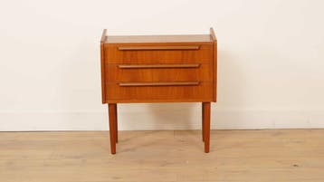 Vintage ladekast | 3 lades | Nachtkastje | Teak, Ophalen of Verzenden, Nieuw