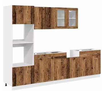 7-delige Keukenmeubelset – Witte Kasten met Glas & Opbergrui, Huis en Inrichting, Verzenden, Nieuw
