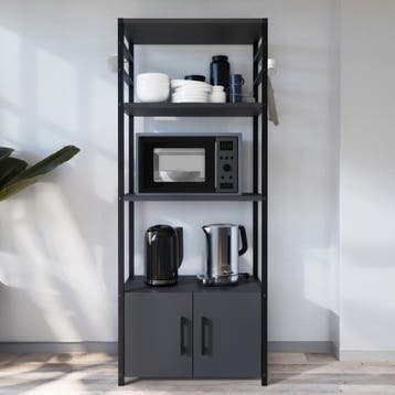 Keukenkast Arhuni 139x56x30 cm zwart en antraciet [en.casa], Huis en Inrichting, Keuken | Keukenelementen, Verzenden, Nieuw