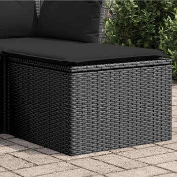vidaXL Tuinkruk met kussen zwart 55x55x37 cm poly rattan, Tuin en Terras, Verzenden, Nieuw, Rotan