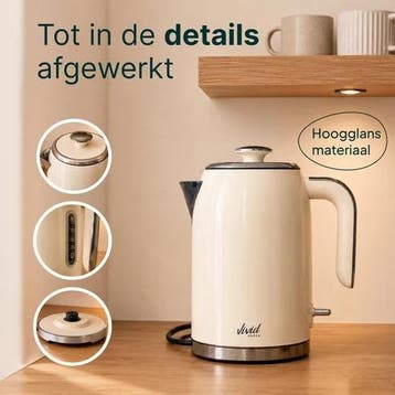 Luxe Waterkoker 1.7L - Retro Design - 2200W - BPA-vrij, Witgoed en Apparatuur, Verzenden, Zo goed als nieuw