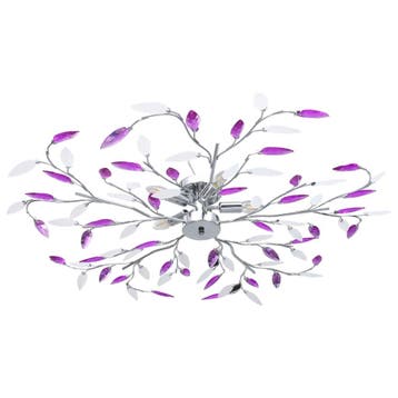 vidaXL Plafondlamp met acryl kristallen bladarmen voor 5xE14, Huis en Inrichting, Lampen | Plafondlampen, Verzenden, Nieuw