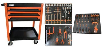 Gereedschapswagen / trolley met 3 laden gevuld 73 Dlg, Verzenden, Nieuw