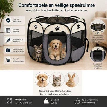 2dekans | Ceruzo Puppyren Opvouwbaar – Voor Kleine Honden -, Ophalen of Verzenden, Zo goed als nieuw
