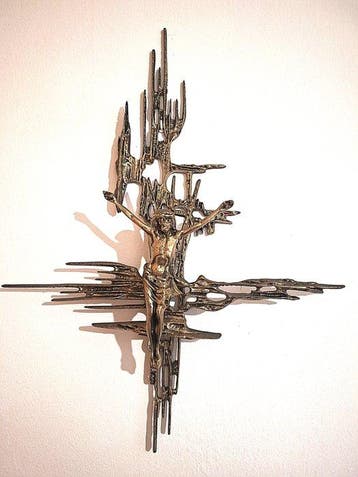 Kruis - Verguld brons - 1970-1980 - Geïnspireerd door Dalí -