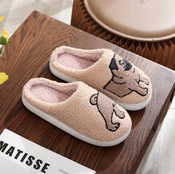 Mopshond (Pug) Pantoffels | Pluche Gevoerd | Maat 36 tot 45, Kleding | Dames, Schoenen, Verzenden, Nieuw, Pantoffels of Sloffen