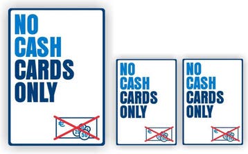 No cash, cards only. Kassa sticker set (427.21), Verzenden, Nieuw, Winkel of Supermarkt