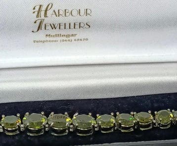 Zonder minimumprijs - Armband Zilver Olivijn - 925, Sieraden, Tassen en Uiterlijk, Armbanden, Nieuw
