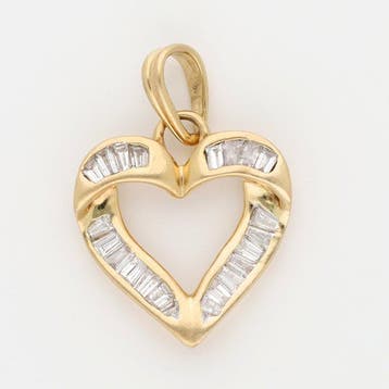 Hanger - 14 karaat Geel goud Diamant (Natuurlijk) - Hart