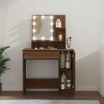 vidaXL Kaptafel met LED-verlichting 86,5x35x136 cm bruin, 50 tot 100 cm, Verzenden, Nieuw, Minder dan 50 cm