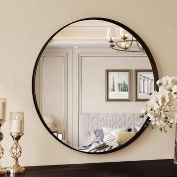 Ronde Wandspiegel Zwart Metaal – Luxe Badkamer en Hal, Verzenden, Nieuw