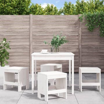 vidaXL 5-delige Tuinset massief grenenhout wit, Verzenden, Nieuw, 5 zitplaatsen, Tuinset