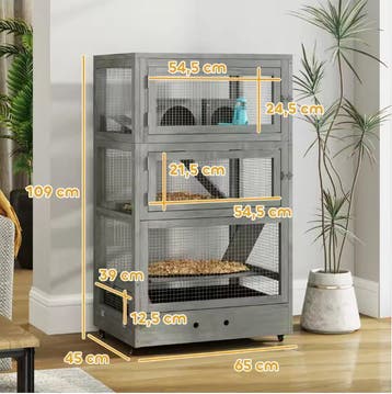 Houten Hamsterkooi 4 Verdiepingen met Wielen, Verzenden, Nieuw