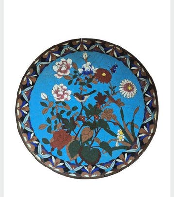 Cloisonné-Emaille wandbord uit de Meiji-periode - Emaille -, Antiek en Kunst