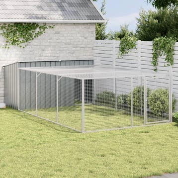 vidaXL Hondenhok met ren antraciet 197x396x110 cm, Verzenden, Nieuw