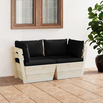 vidaXL Tuinbank 2-zits met kussens pallet vurenhout, Verzenden, Nieuw, Hout