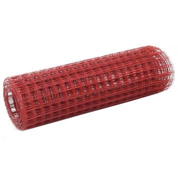 vidaXL Kippengaas 10x0,5 m staal met PVC coating rood, Verzenden, Nieuw, IJzer