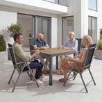 Tuintafel Inca Aluminium, uitschuifbaar, houtlook - zwart/br, Tuin en Terras, Verzenden, Nieuw